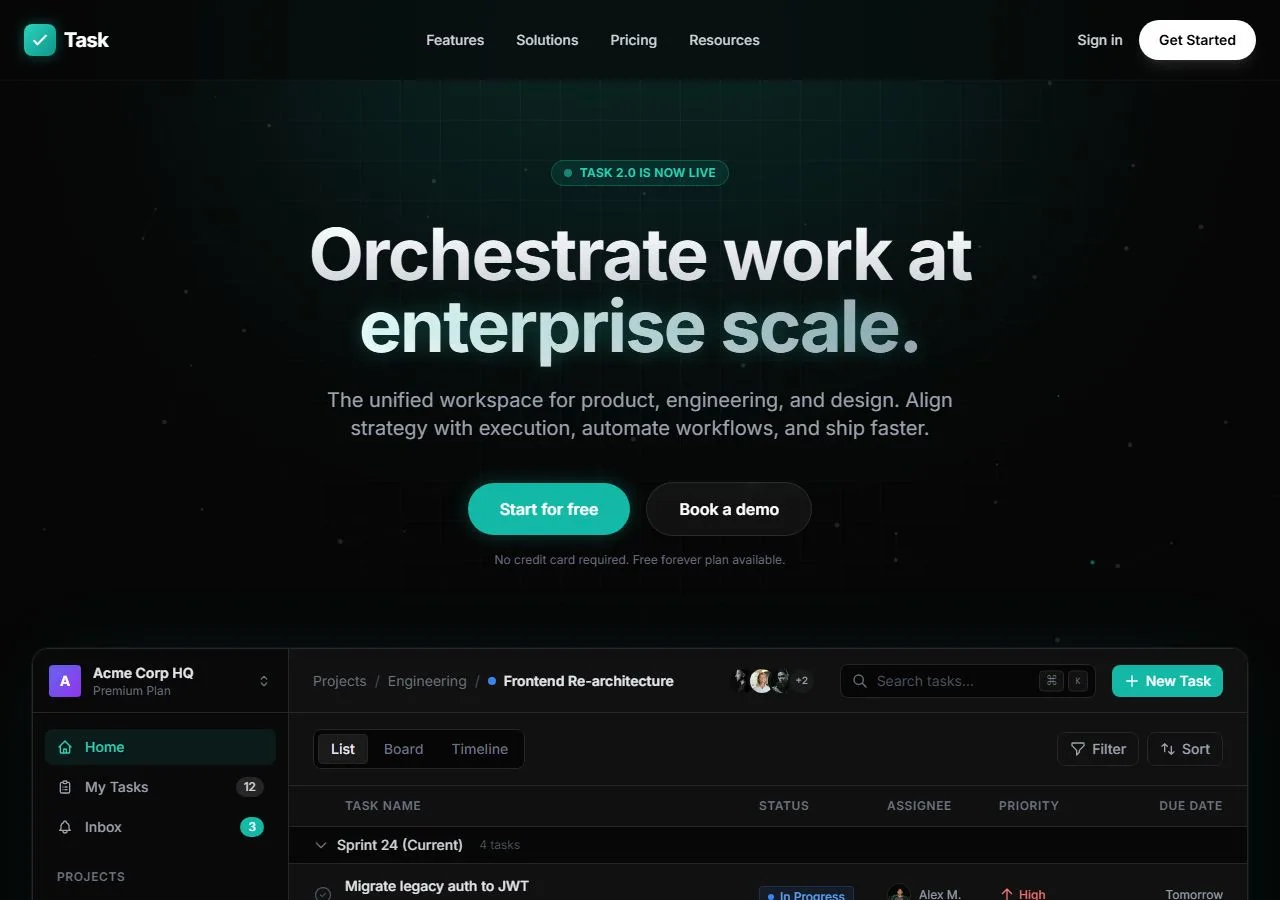 Create a web app called "Taskly" — a minimal, clean, everyday productivity tool like a lighter Click