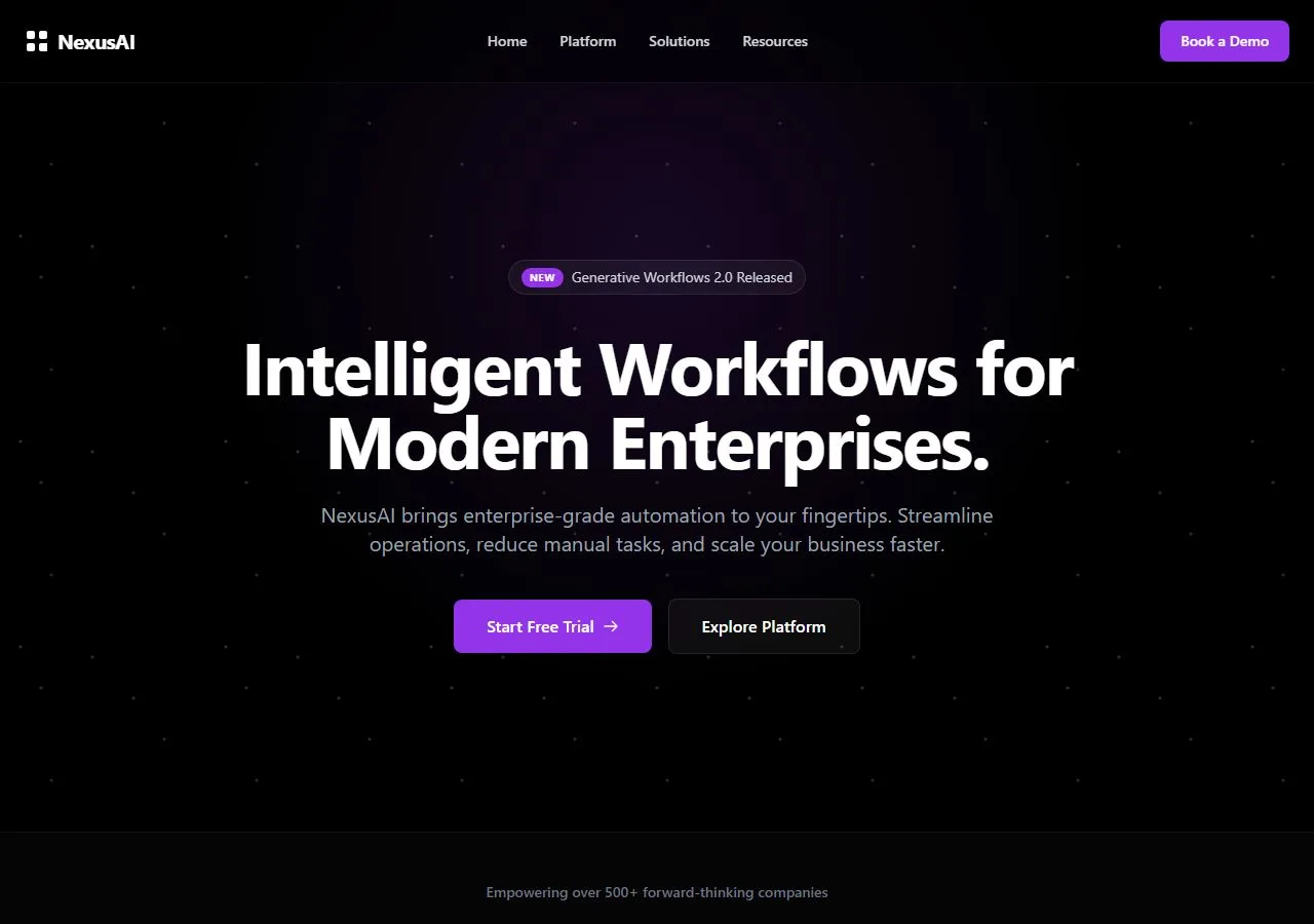 Dark AI Business Landing Page