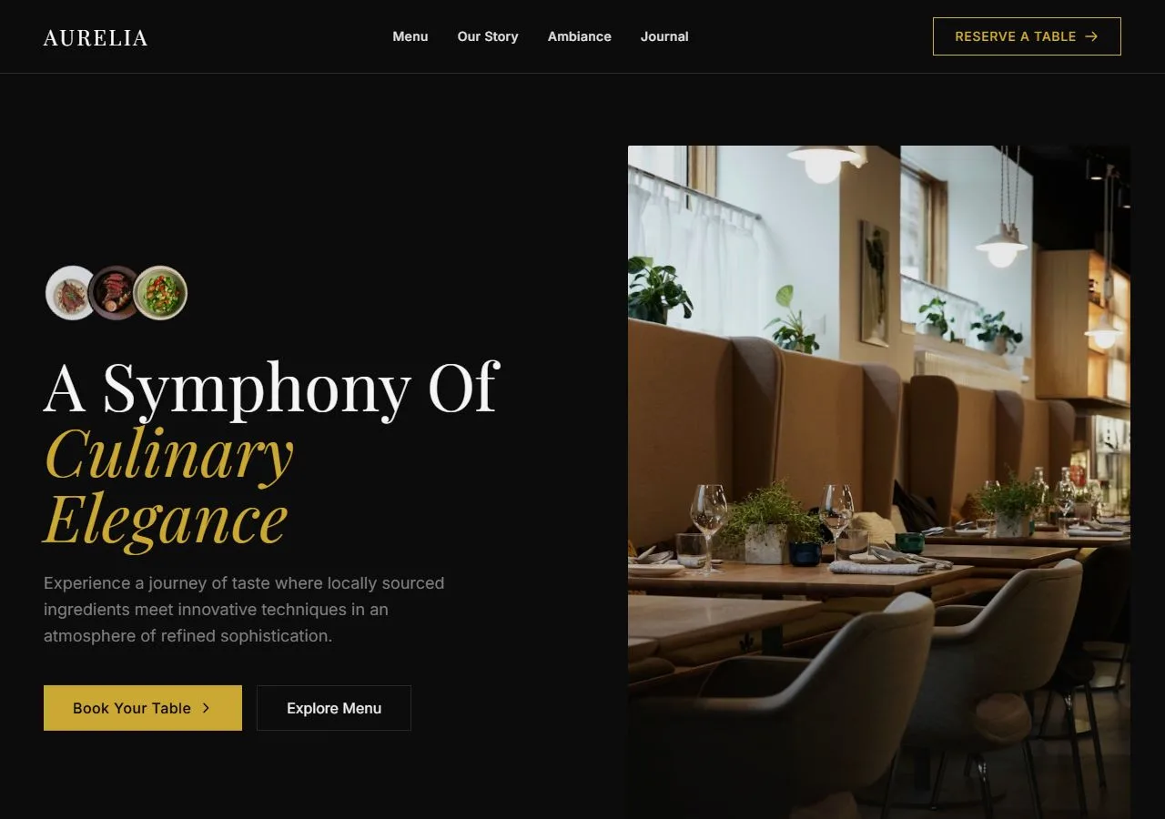 Aurelia Fine Dining Template